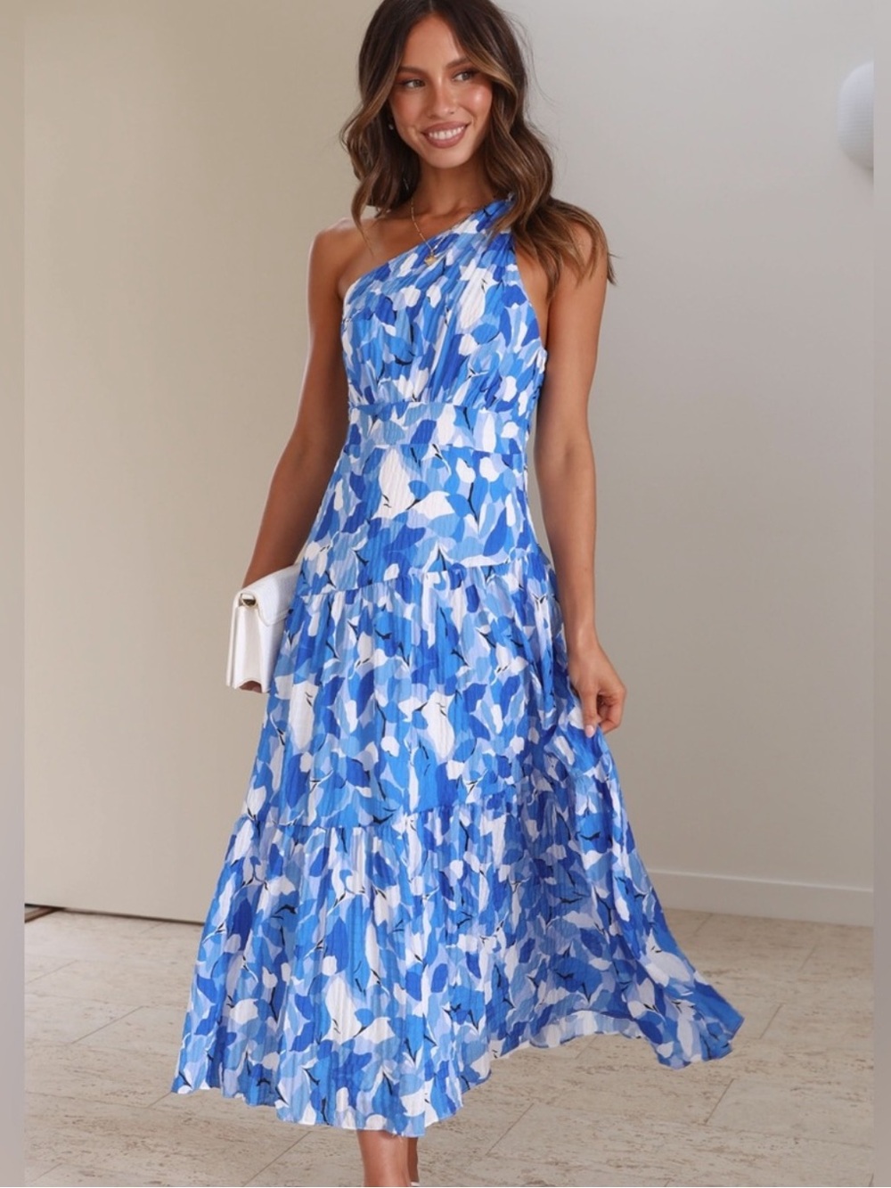 Billy J Jayma One-Shoulder Floral Maxi Dress US 10